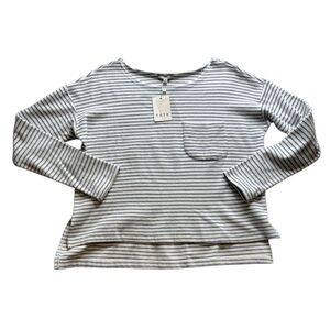 Fate Long Sleeve Striped Top in light blue and White NWT
